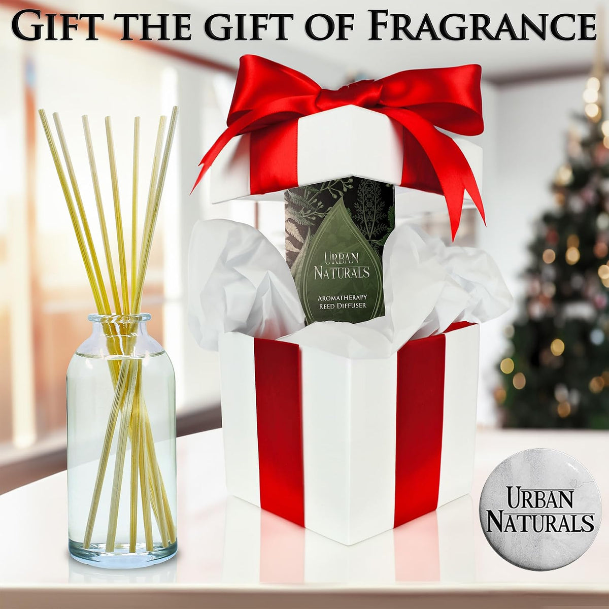 Urban Naturals Reed Diffuser Set, Apple Cinnamon - Bathroom Shelf Décor