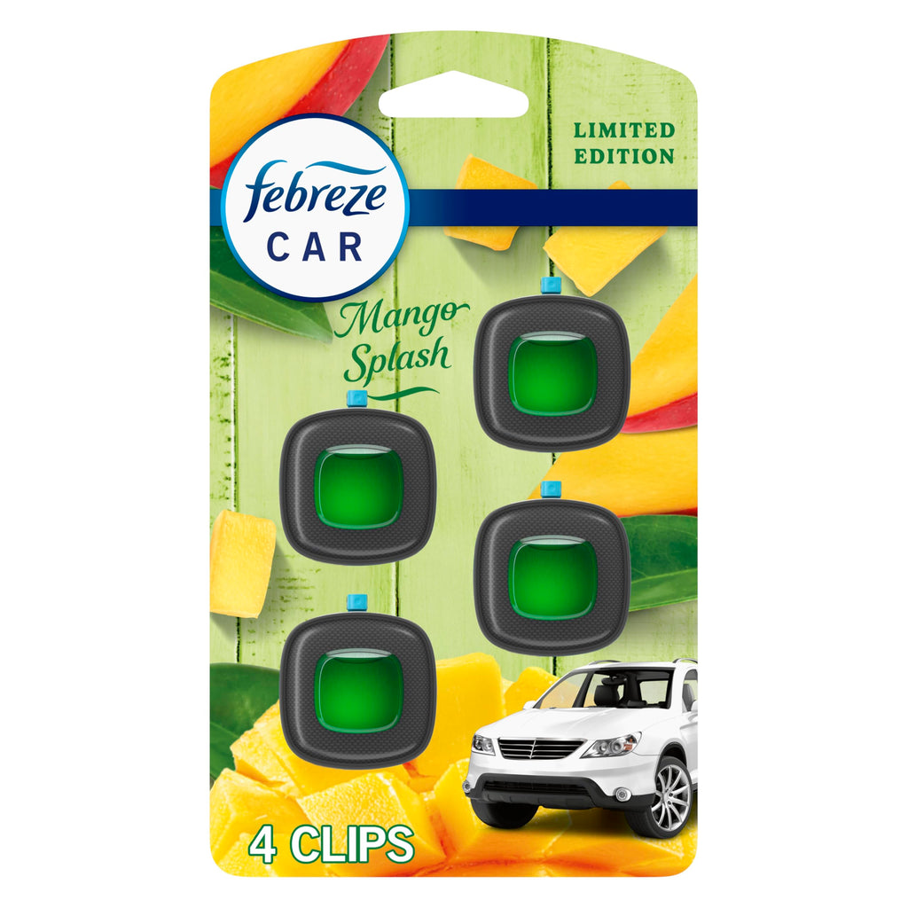 Febreze Car Air Freshener, Odor-Fighting Automotive Vent Clip, Scented Car Accessories, Long Lasting for Strong Odors, Hawaiian Aloha Scent, 4 Count