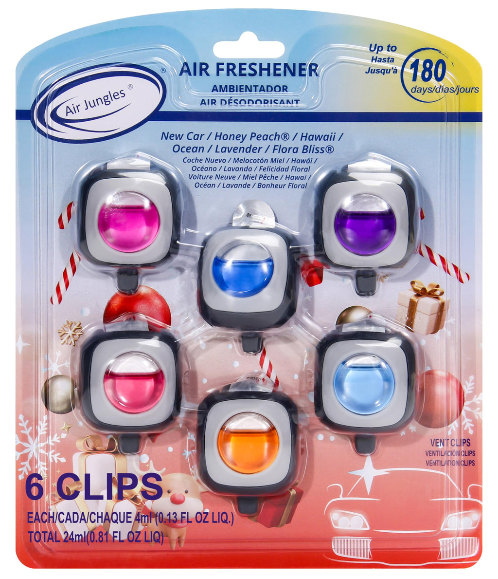 Air Jungles New Car Scent Car Air Freshener Vent Clip 6 Ct, Long Lasting