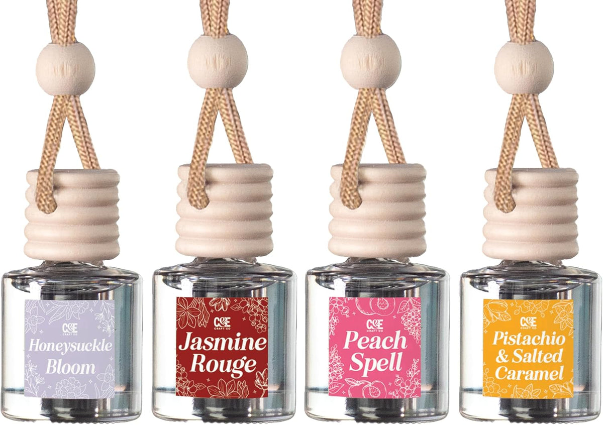 CE Craft Hanging Car Air Freshener – Fragrance Oil Diffuser with Essential Oils – Long-Lasting Aromatherapy Scents for Automobiles – 4 Pack, Floral