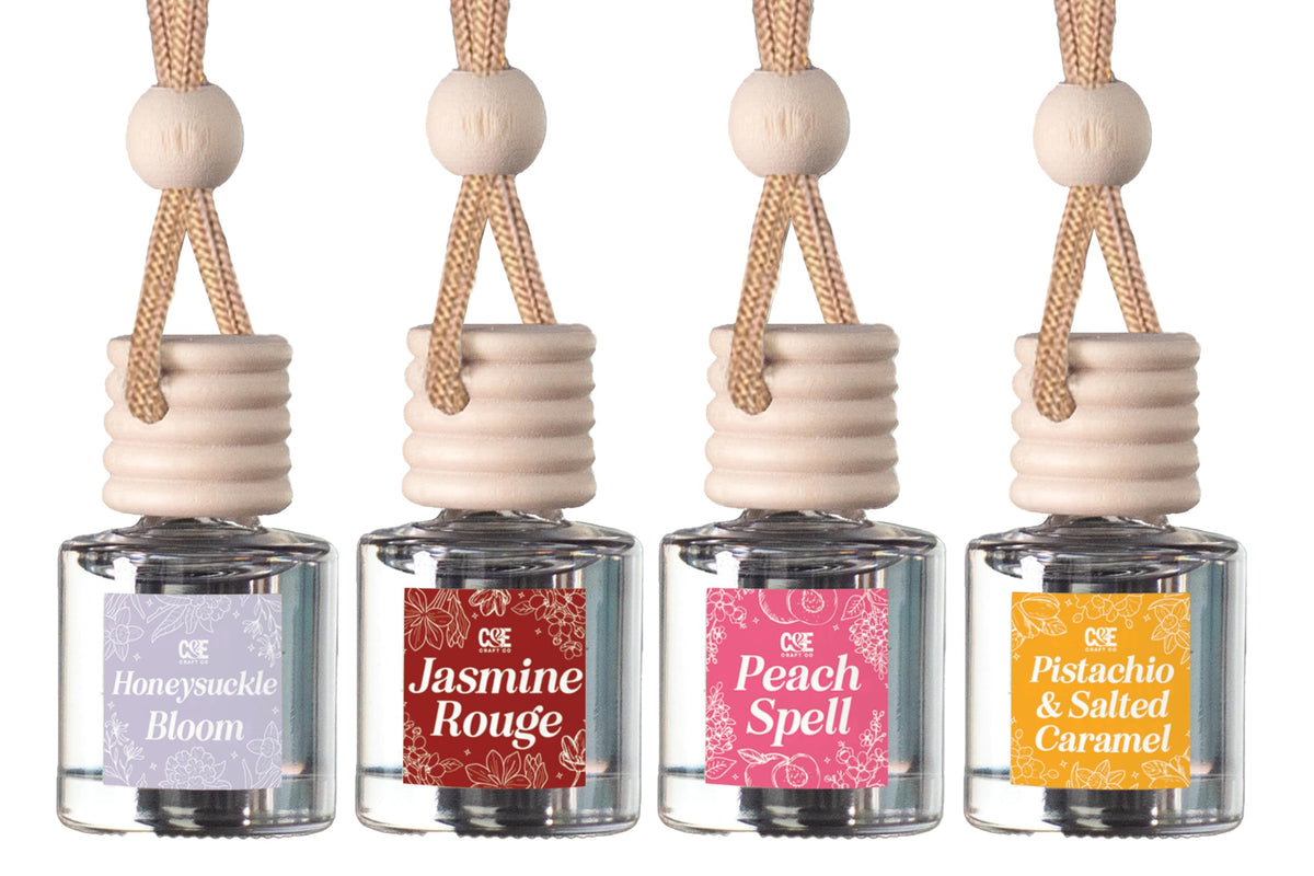CE Craft Hanging Car Air Freshener – Fragrance Oil Diffuser with Essential Oils – Long-Lasting Aromatherapy Scents for Automobiles – 4 Pack, Floral