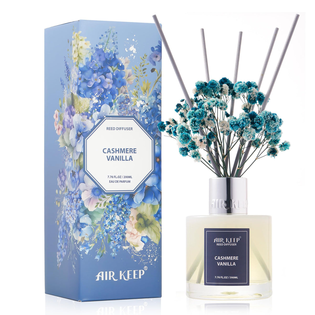 Airkeep Reed Diffuser Set,3.38 fl oz (100 ml) - Clean Cotton Oil Diffusers with 8 Reed Sticks, Home Fragrance Reed Diffuser for Bathroom Shelf Decor