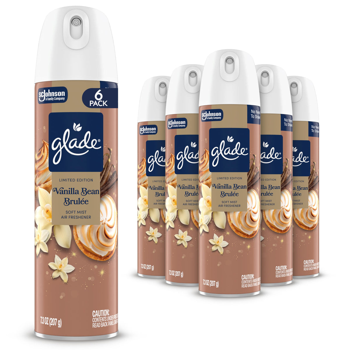 Glade Soft Mist Odor Fighting Aerosol Air Freshener, Twinkling Pine & Cedar, 7.3oz, 6 count