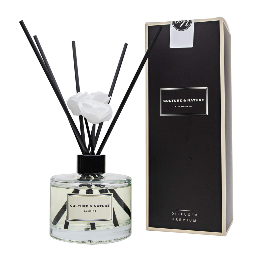 CULTURE & NATURE Reed Diffuser Set 6.7oz (200ml) Clean Cotton Scented Diffuser with Sticks Home Fragrance Reed Diffuser for Bathroom Shelf Decor