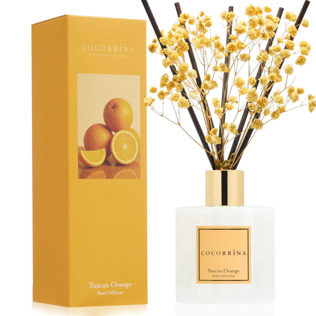 Cocorrína Reed Diffuser Set, Clean Linen 6.7 fl oz Scented Diffuser with Sticks Home Fragrance Reed Diffuser for Bathroom Shelf Décor
