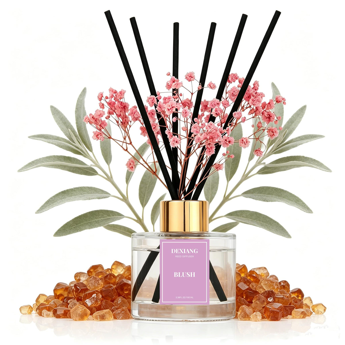 Reed Diffuser Set,3.38 fl oz (100 ml) - Lemon Verbena Oil Diffusers with 6 Reed Sticks for Bathroom Shelf Decor