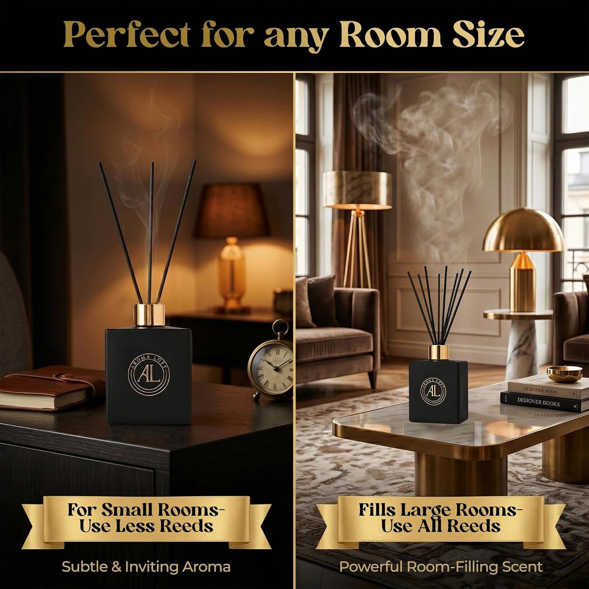 Black Reed Diffusers for Home | Premium Fragrance Diffuser | Reed Diffuser Sticks in Oil Set with Cashmere Vanilla Scent | Smell Good Stuff | Long-Lasting Oil for Bathroom & Office (5 oz)