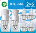 Air Wick Plug in Starter Kit, Fresh Linen,2 Warmers & 6 refills