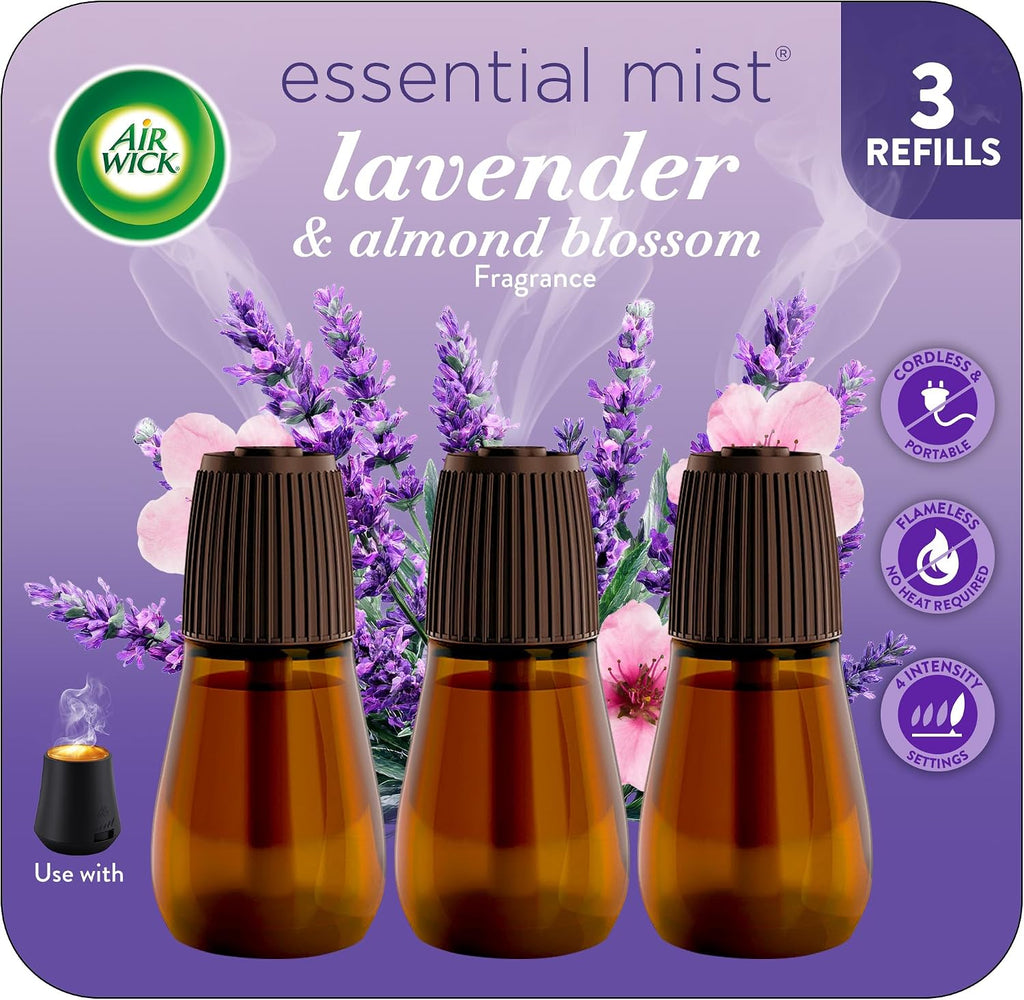 Air Wick Essential Mist, Lavender & Almond Blossom Diffuser Refill, 3 count