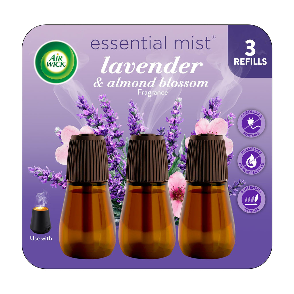 Air Wick Essential Mist, Lavender & Almond Blossom Diffuser Refill, 3 count