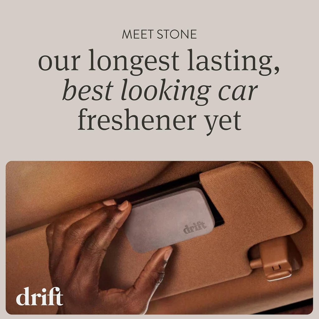 Drift Car Air Freshener - The Original Stone Air Freshener - Car Odor Eliminator - Long Lasting Scent - Metal Clip - Essential Oils - Clean Ingredients - Cabana Scent Starter Kit
