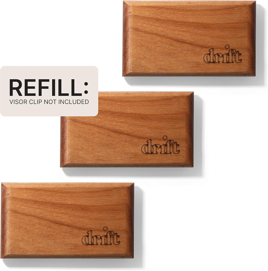Drift Car Air Freshener - The Original Wood Air Freshener - Car Odor Eliminator - Long Lasting Scent - Essential Oils - Clean Ingredients - Teak Scent 3 Pack Refill - NO CLIP INCLUDED