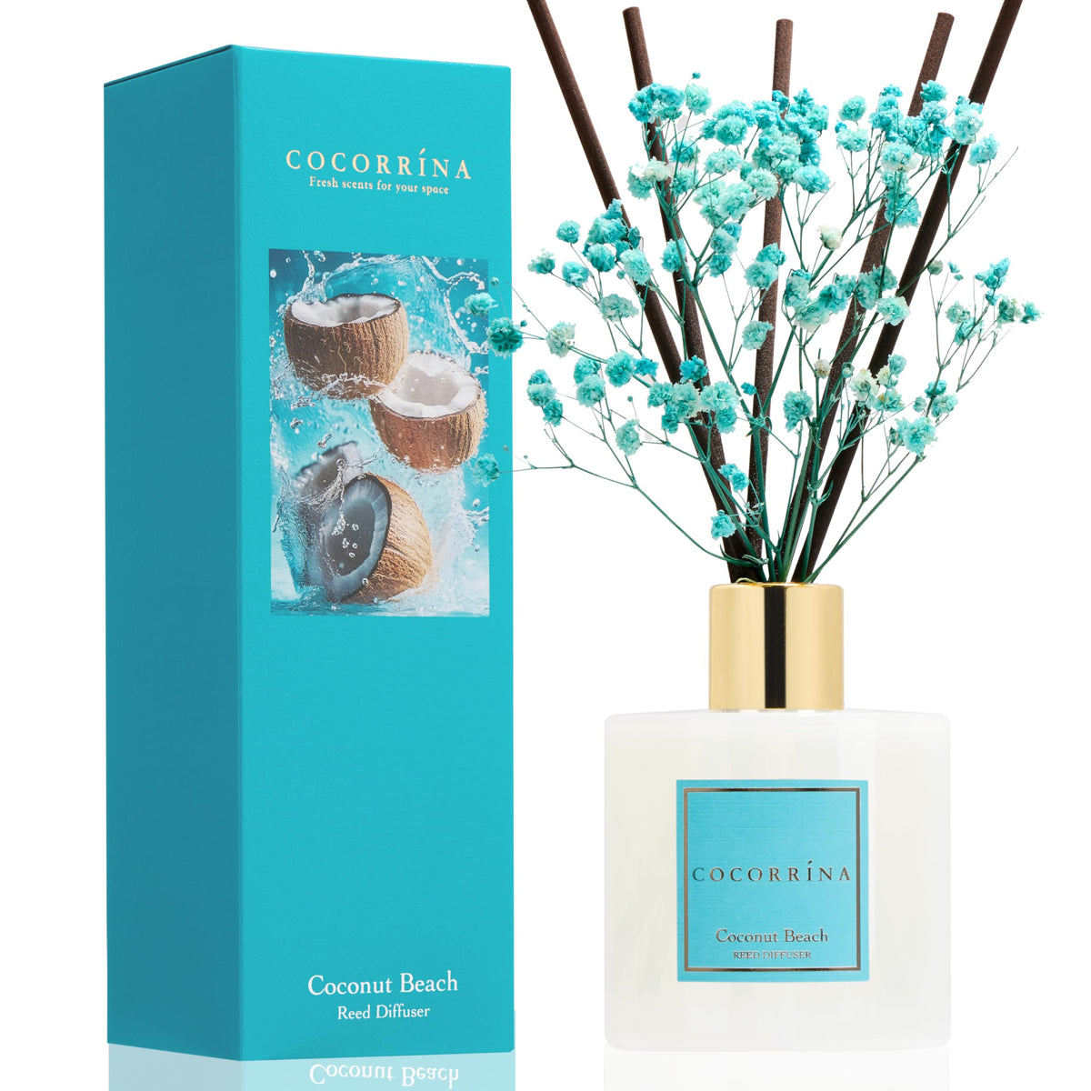 Cocorrína Reed Diffuser Set, Clean Linen 6.7 fl oz Scented Diffuser with Sticks Home Fragrance Reed Diffuser for Bathroom Shelf Décor