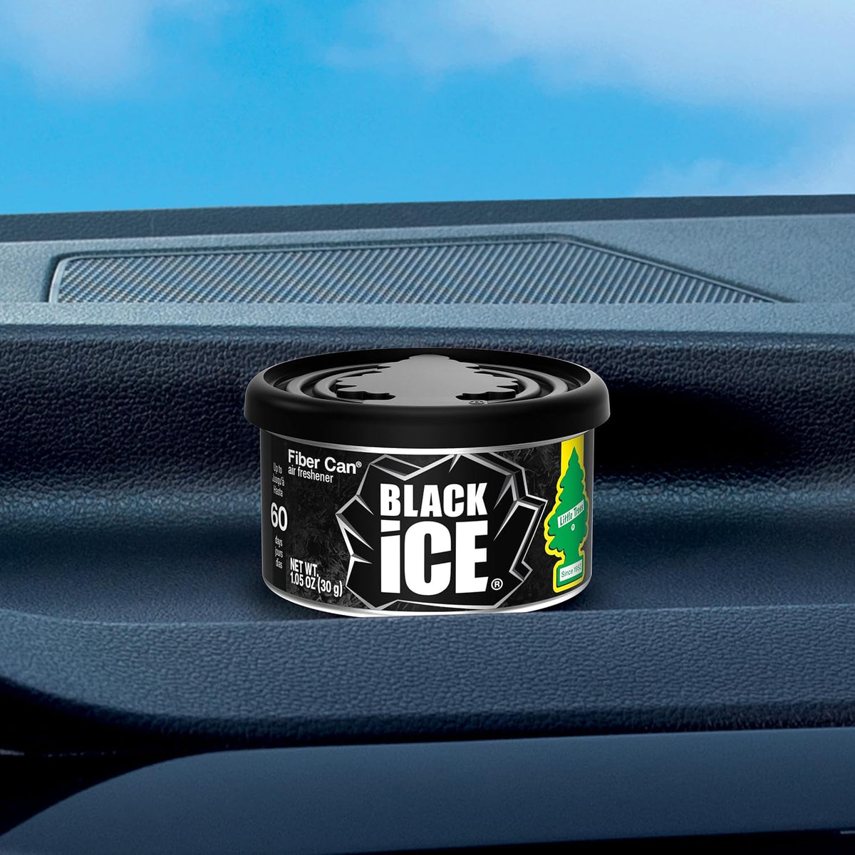 LITTLE TREES Car Air Freshener | Fiber Can Provides Long Lasting Scent for Auto or Home | Recycled Fiber | Black Ice, 4 Air Fresheners