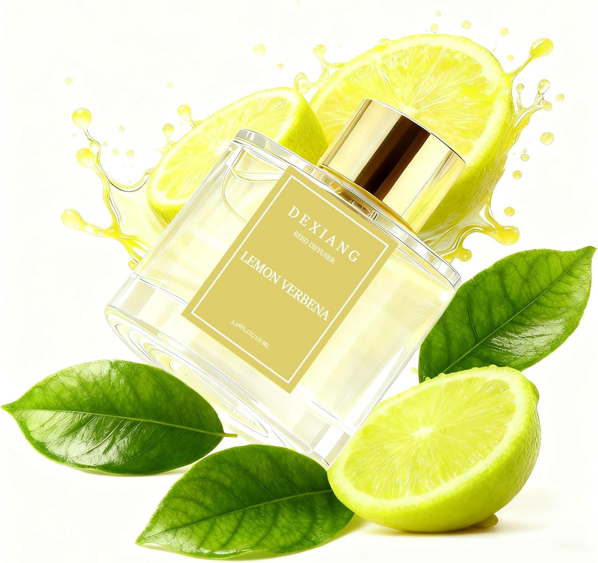 Reed Diffuser Set,3.38 fl oz (100 ml) - Lemon Verbena Oil Diffusers with 6 Reed Sticks for Bathroom Shelf Decor