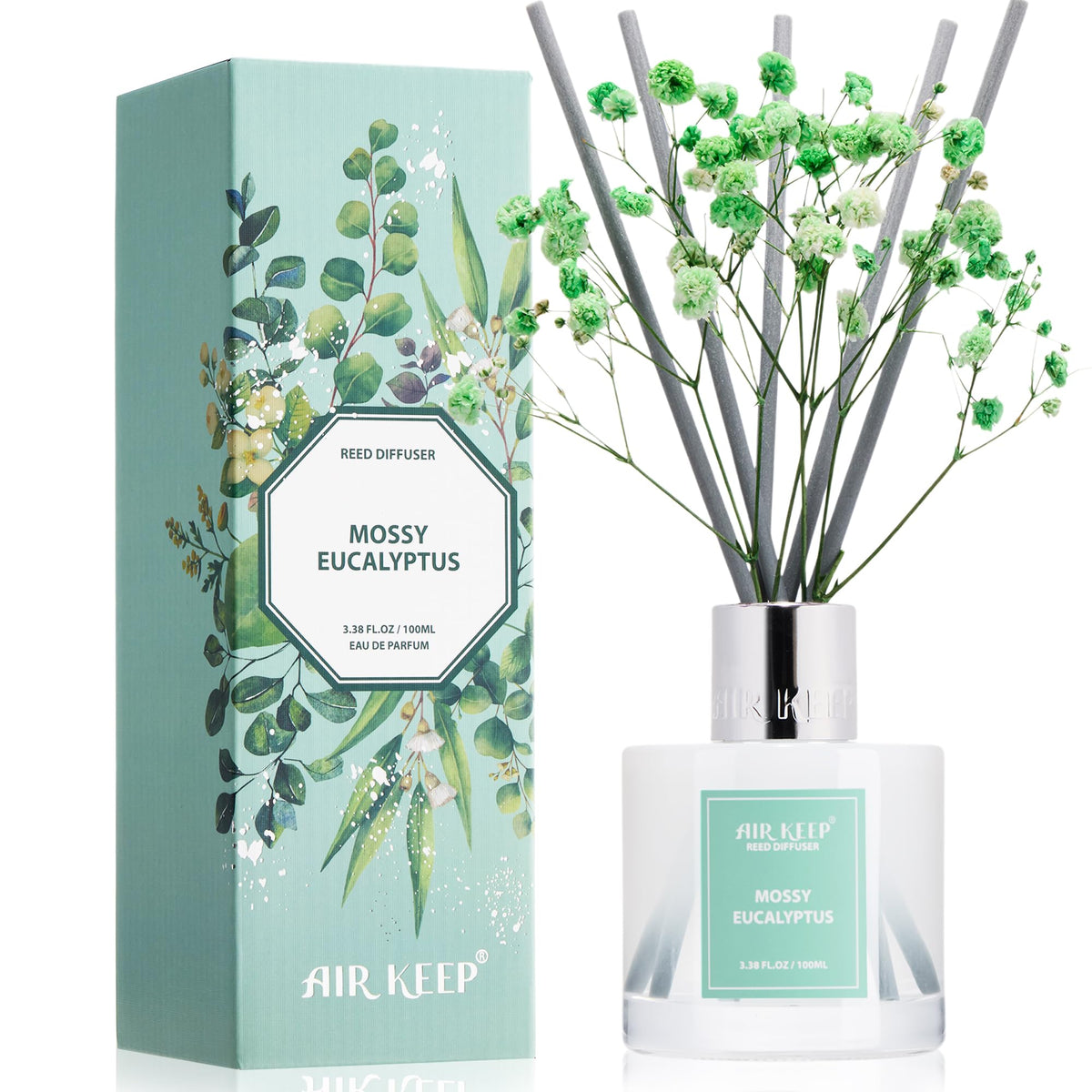 Airkeep Reed Diffuser Set, 3.38 fl oz (100 ml) - Cherry Blossom Oil Diffusers with 8 Reed Sticks, Home Fragrance Reed Diffuser for Bathroom Shelf Decor