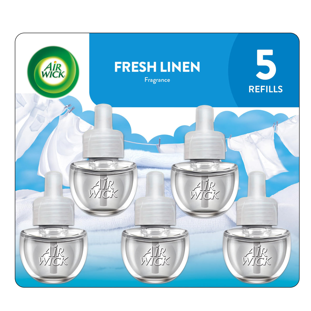 Air Wick Plug in Scented Oil Refill, 2 ct, Fresh Linen, Air Freshener, Essential Oils (Pack of 2)