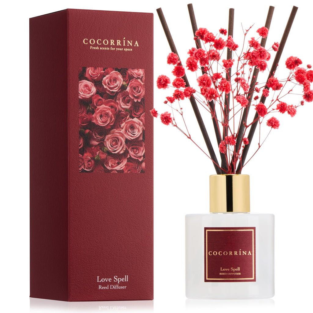 Cocorrína Reed Diffuser Set, 6.7 fl.oz Clean Linen 2 Packs Scented Diffuser with Sticks Home Fragrance Reed Diffuser for Bathroom Shelf Decor