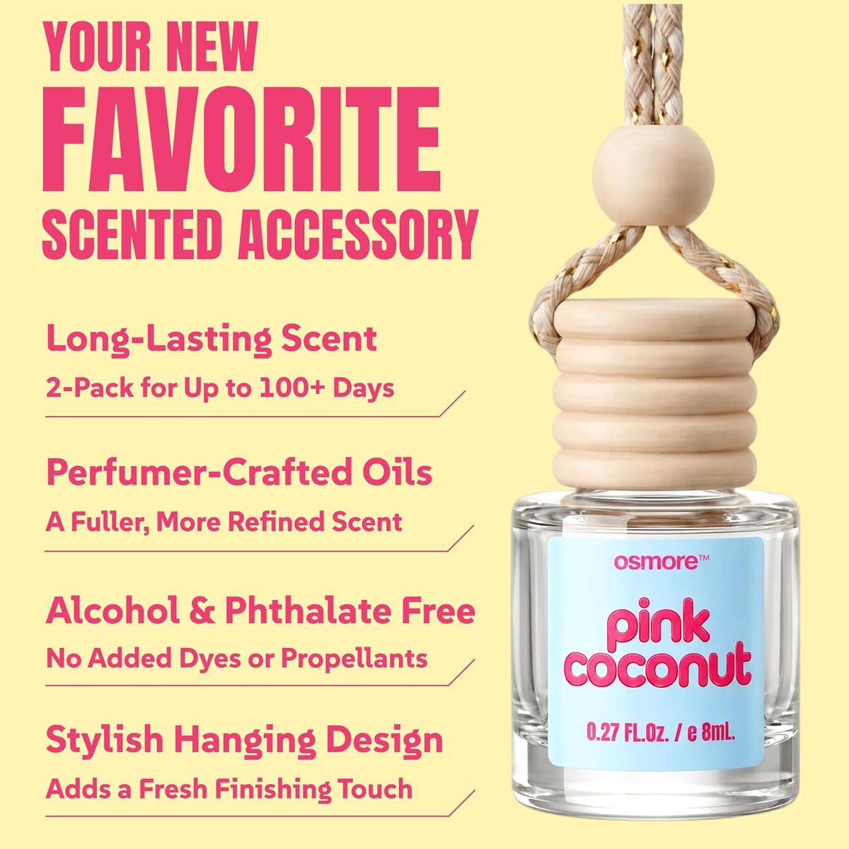 Car Air Freshener Hanging 2-Pack, Cute Car Accessories for Women