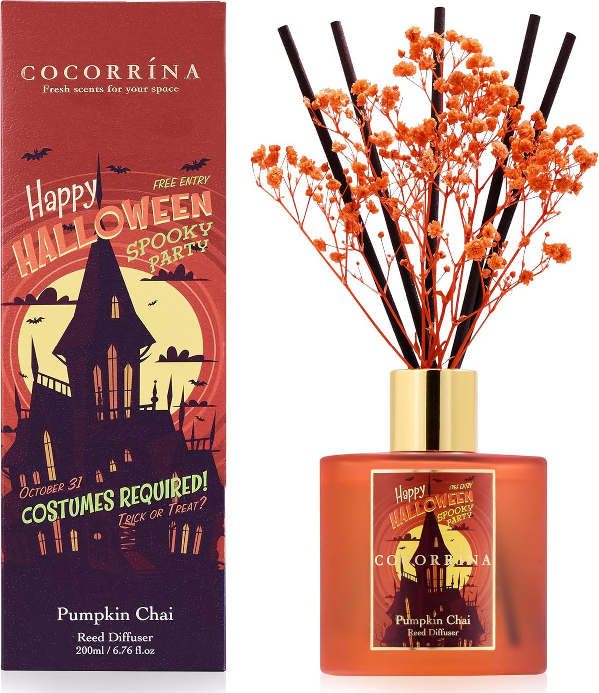 Cocorrína Reed Diffuser Set, 6.7 fl.oz Clean Linen 2 Packs Scented Diffuser with Sticks Home Fragrance Reed Diffuser for Bathroom Shelf Decor