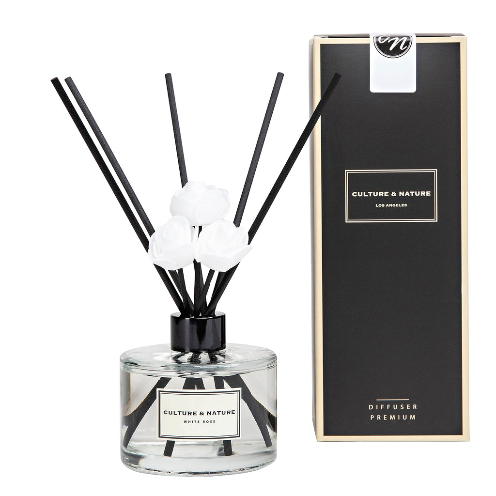 CULTURE & NATURE Reed Diffuser Set 6.7oz (200ml) Black Rose Scented Diffuser with Sticks Home Fragrance Reed Diffuser for Bathroom Shelf Decor