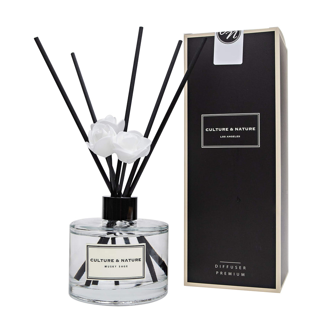 CULTURE & NATURE Reed Diffuser Set 6.7oz (200ml) Black Rose Scented Diffuser with Sticks Home Fragrance Reed Diffuser for Bathroom Shelf Decor