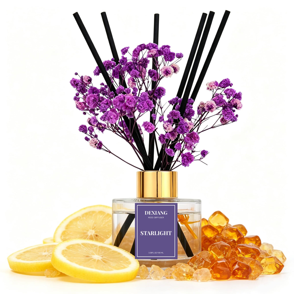Reed Diffuser Set,3.38 fl oz (100 ml) - Lemon Verbena Oil Diffusers with 6 Reed Sticks for Bathroom Shelf Decor