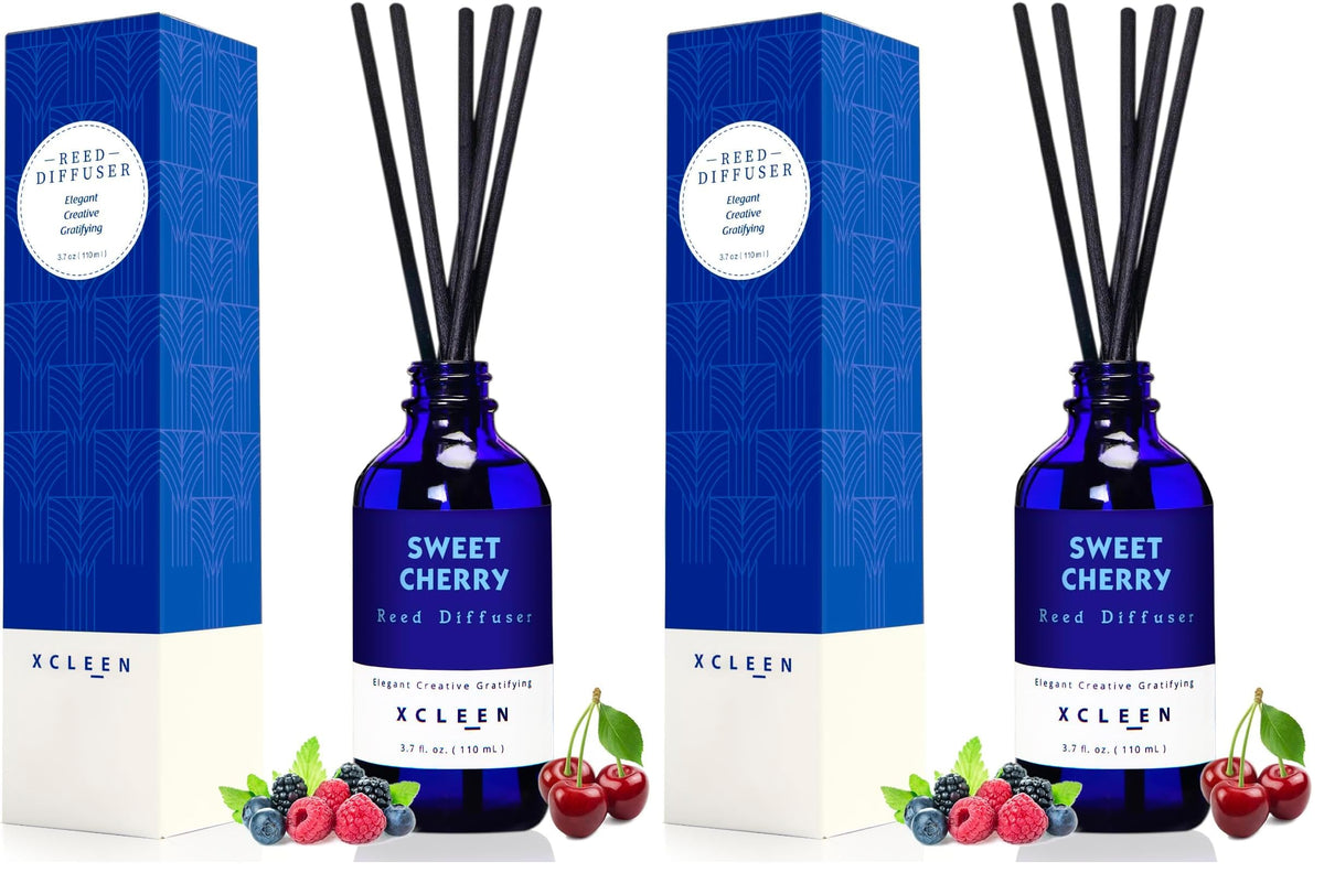 Xcleen Reed Diffusers Set, 3.7 Oz Scent Diffuser, 6 Reed Diffuser Sticks, Home Fragrance Hyacinth, Peony & Citrus, Aromatherapy Oil Diffuser Reeds, More Masculine Scent, Bathroom & Office Decor 110ml