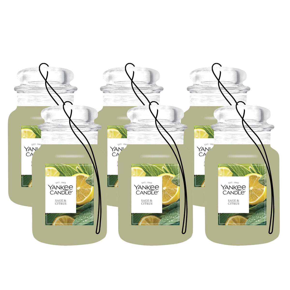 Yankee Candle Classic Paper Car Jar Air Freshener, Hanging Car Freshener, Long Lasting Car Fragrance, Midsummer’s Night (Pack of 6)