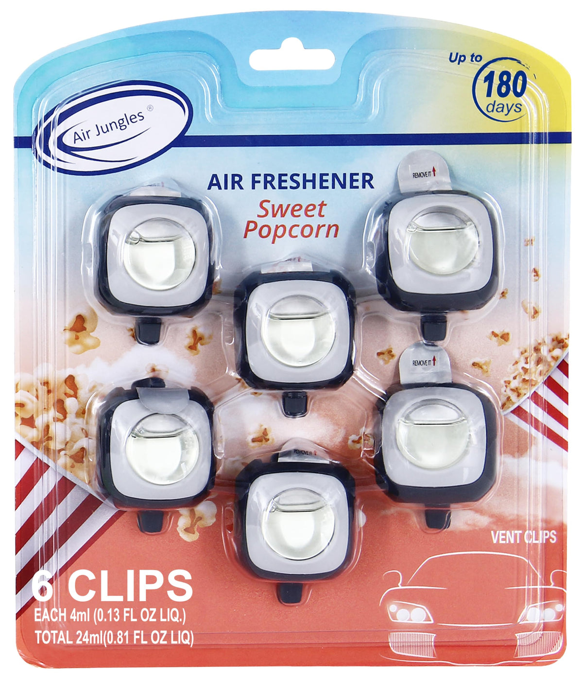 Air Jungles New Car Scent Car Air Freshener Vent Clip 6 Ct, Long Lasting