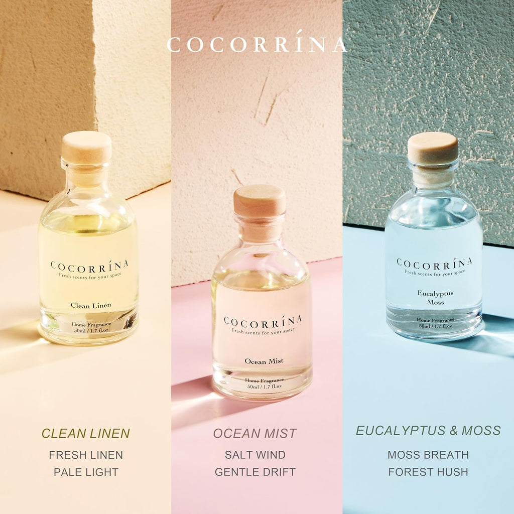 COCORRÍNA Reed Diffuser Set of 3 with Dried Eucalyptus for Home & Office