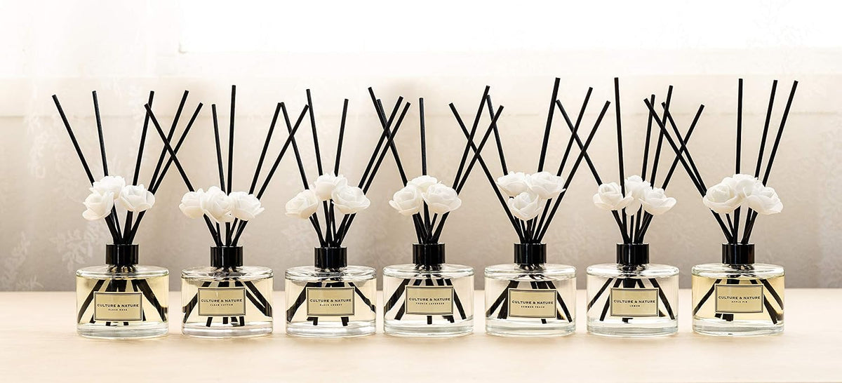 CULTURE & NATURE Reed Diffuser Set 6.7oz (200ml) Black Rose Scented Diffuser with Sticks Home Fragrance Reed Diffuser for Bathroom Shelf Decor