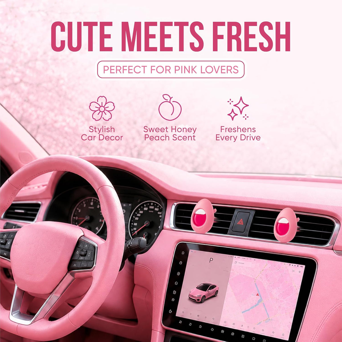 Air Jungles Pink Car Air Freshener Vent Clip 6 Ct, Honey Peach Scent