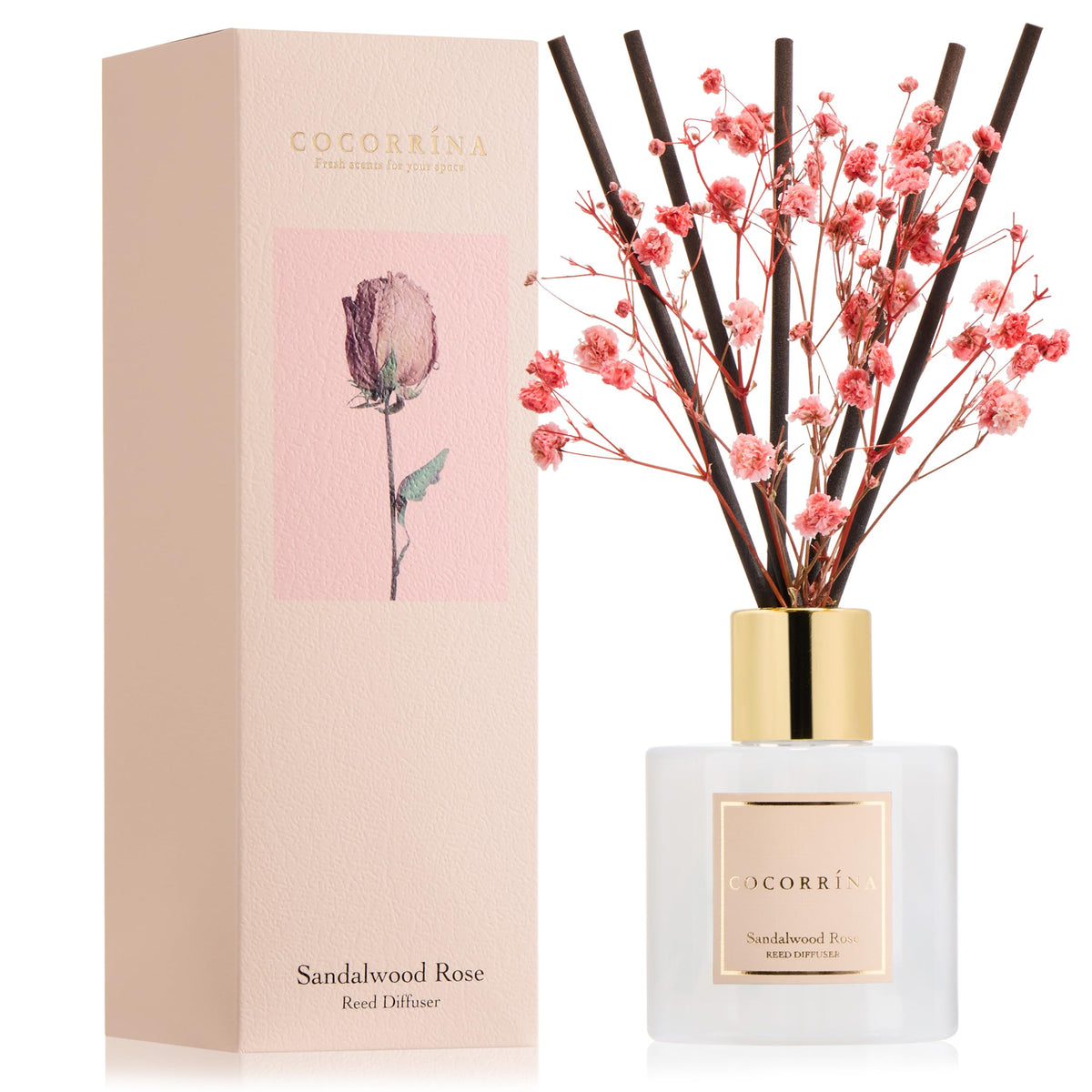 COCORRÍNA Reed Diffuser - Cashmere Vanilla 6.7 fl oz Reed Diffuser for Bedroom Bathroom Home Décor