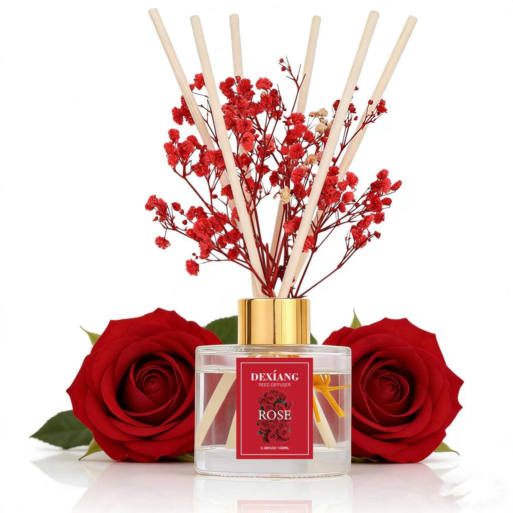 Reed Diffuser Set,3.38 fl oz (100 ml) - Lemon Verbena Oil Diffusers with 6 Reed Sticks for Bathroom Shelf Decor