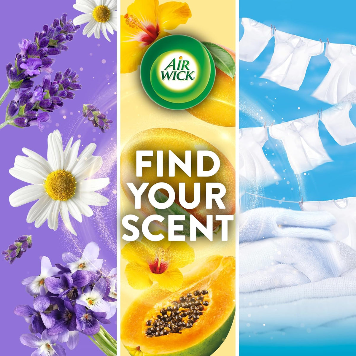 Air Wick Plug in Starter Kit, Vanilla & Pink Papaya,2 Warmers & 6 refills