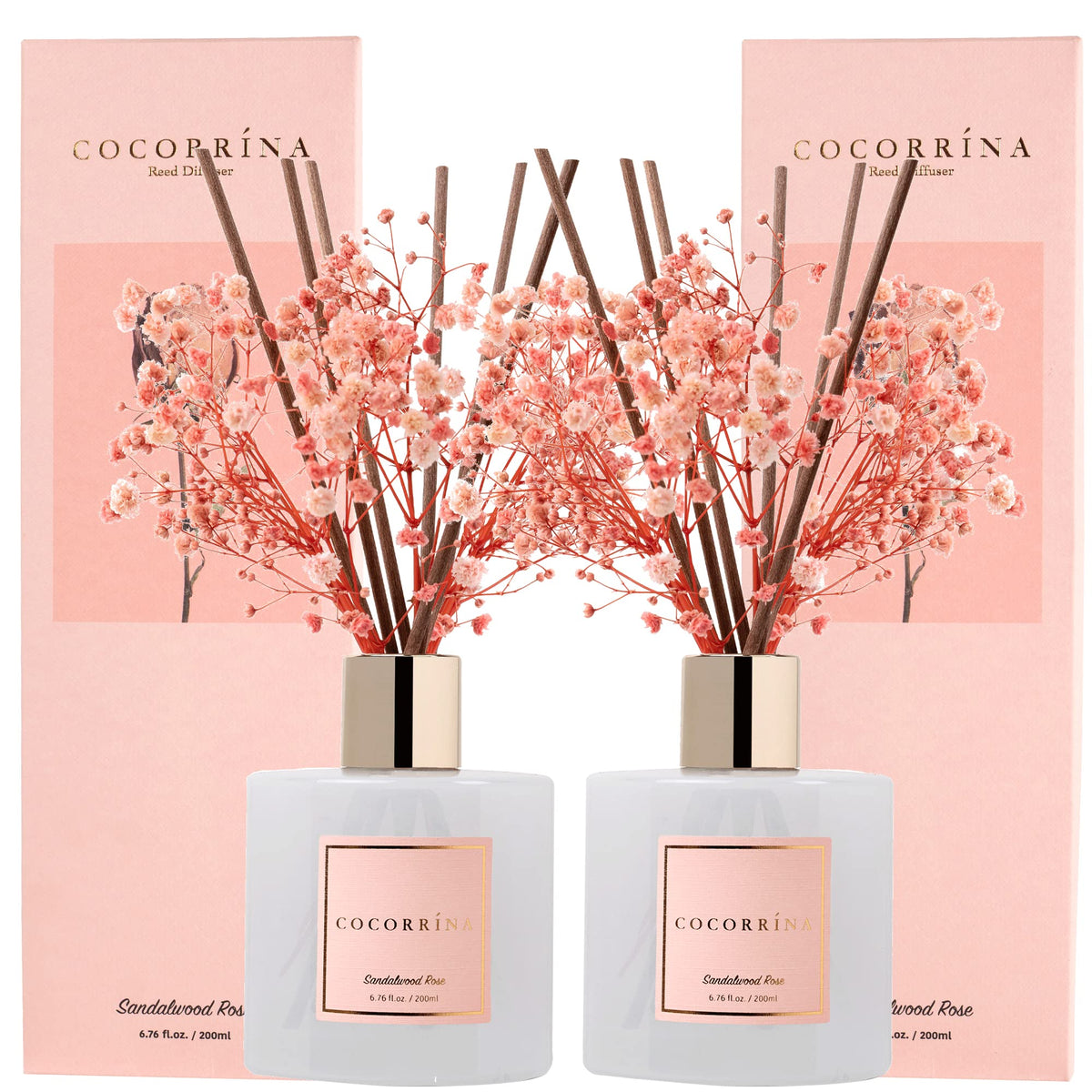 Cocorrína Reed Diffuser Set, Clean Linen 6.7 fl oz Scented Diffuser with Sticks Home Fragrance Reed Diffuser for Bathroom Shelf Décor