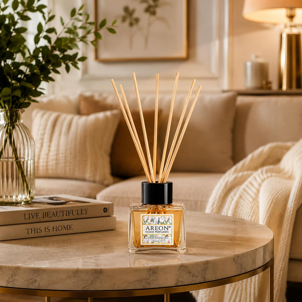Areon Osmanthus Home Luxury Perfume Reed Diffuser,10 Rattan Reeds,50ml