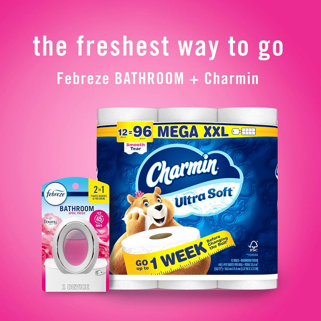 Febreze Bathroom Air Freshener, Odor-Fighting Plug-In Alternative, Home, Bathroom & Kitchen Use, Downy April Fresh Scent, 6 Count