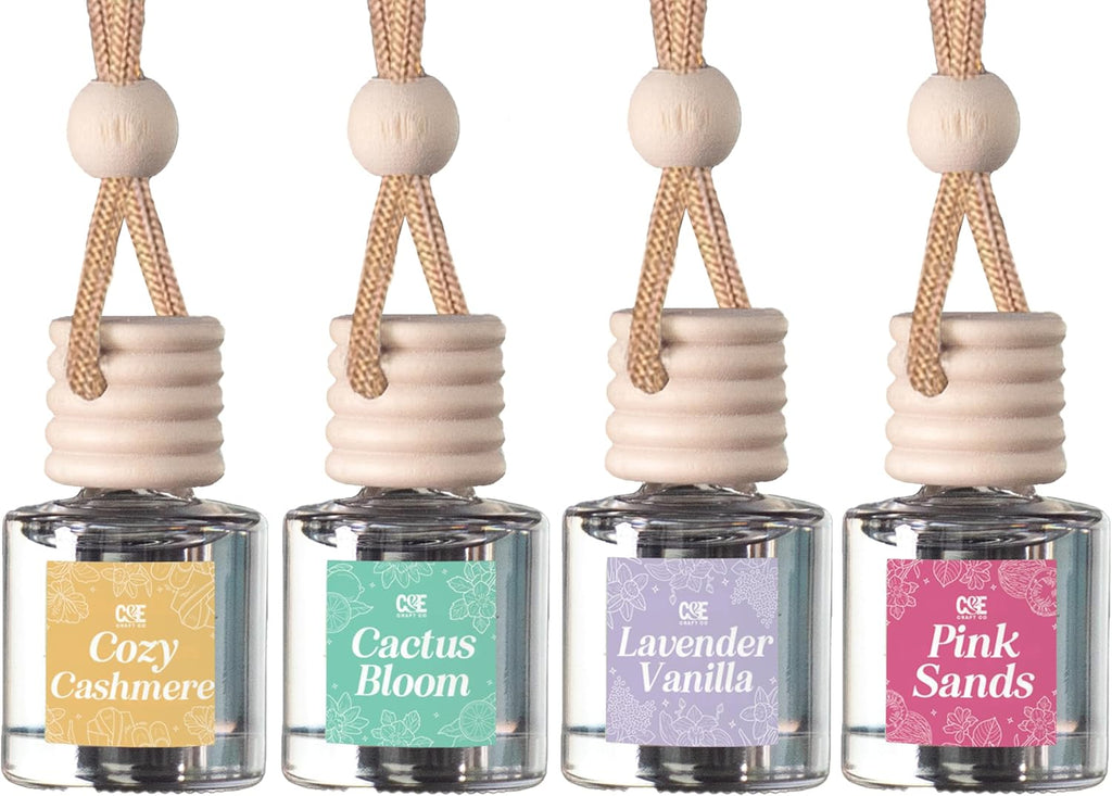CE Craft Hanging Car Air Freshener – Fragrance Oil Diffuser with Essential Oils – Long-Lasting Aromatherapy Scents for Automobiles – 4 Pack, Floral