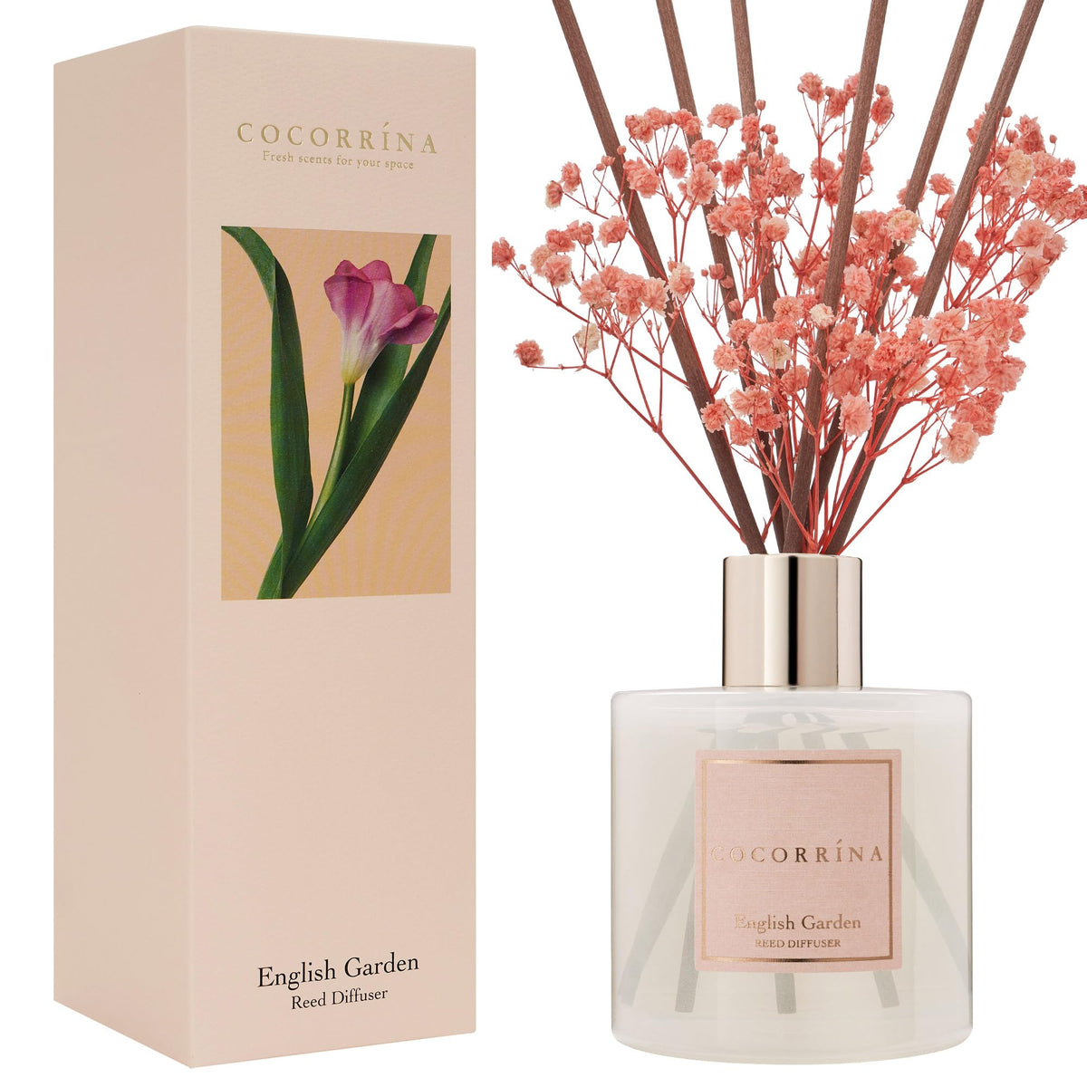 Cocorrína Reed Diffuser Set, Clean Linen 6.7 fl oz Scented Diffuser with Sticks Home Fragrance Reed Diffuser for Bathroom Shelf Décor