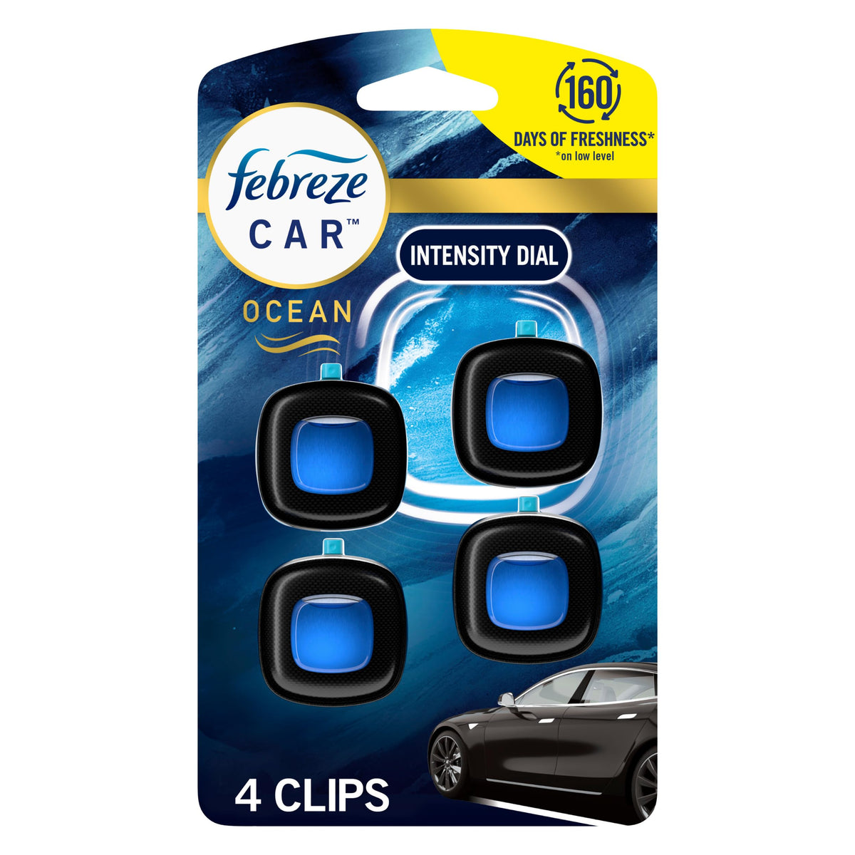 Febreze Car Air Freshener Vent Clip Platinum Ice Scent, .07 oz. Car Vent Clip, Pack of 4