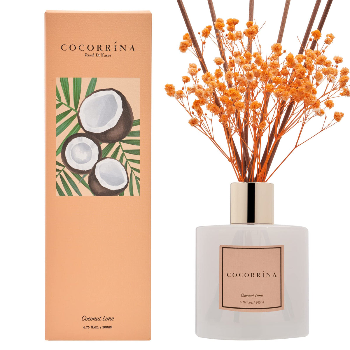 Cocorrína Reed Diffuser Set, Clean Linen 6.7 fl oz Scented Diffuser with Sticks Home Fragrance Reed Diffuser for Bathroom Shelf Décor
