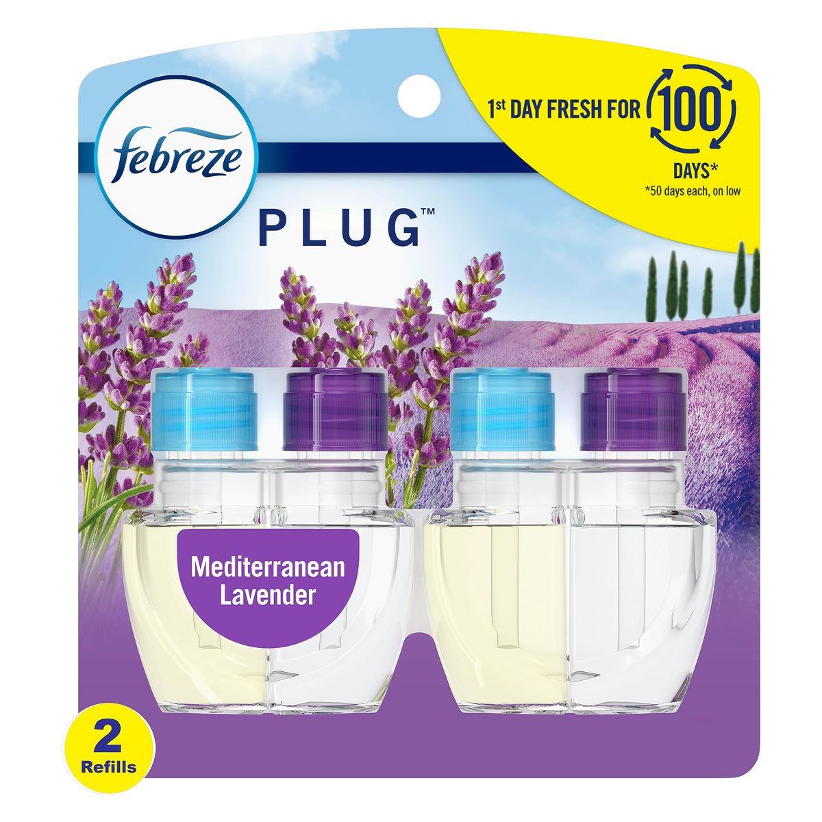Febreze Plug In Air Freshener, Odor-Fighting Scented Oil Starter Kit, Air Fresheners for Home and Bathroom and Kitchen, Long Lasting for Strong Odors, Linen & Sky Scent, Warmer + 2 Refill
