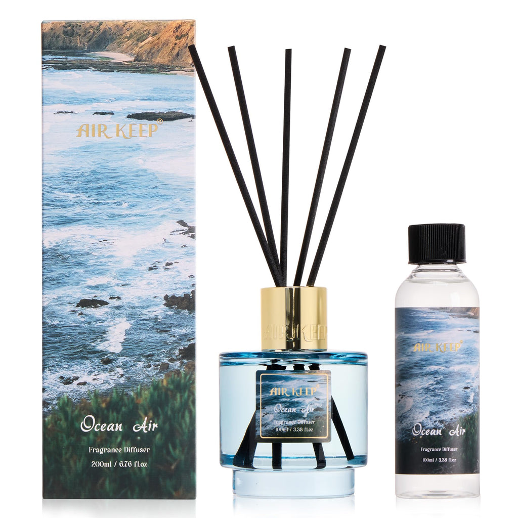 Airkeep Reed Diffuser Set with Refill & 8 Reed Sticks, 6.96 fl oz Lavender Whisper Home Fragrance, Long Lasting Aromatherapy Diffuser for Bedroom, Bathroom & Living Room
