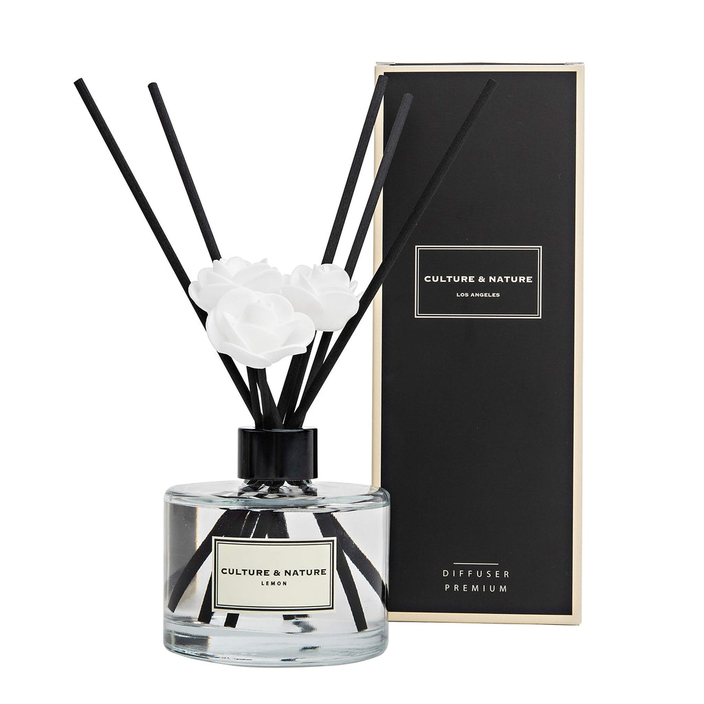 CULTURE & NATURE Reed Diffuser Set 6.7oz (200ml) Black Rose Scented Diffuser with Sticks Home Fragrance Reed Diffuser for Bathroom Shelf Decor
