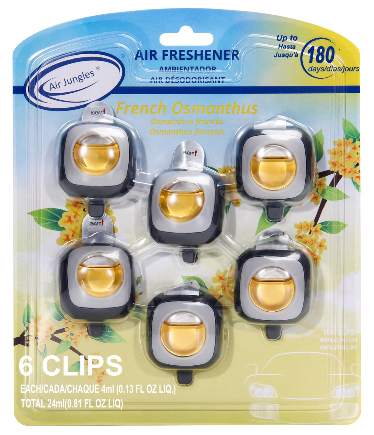 Air Jungles New Car Scent Car Air Freshener Vent Clip 6 Ct, Long Lasting