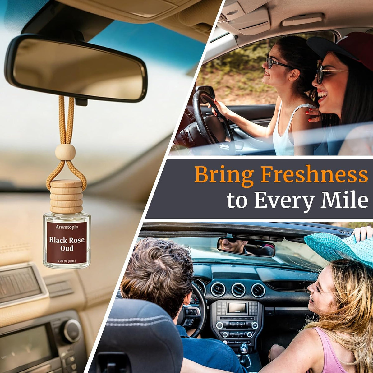 Car Air Fresheners 2 Packs, Aromtopia Pink Beach Essential Oil Freshener for Cars, Cute Hanging Car Fragrance Diffuser for Women & Men, Long-Lasting Car Fragrance Gift