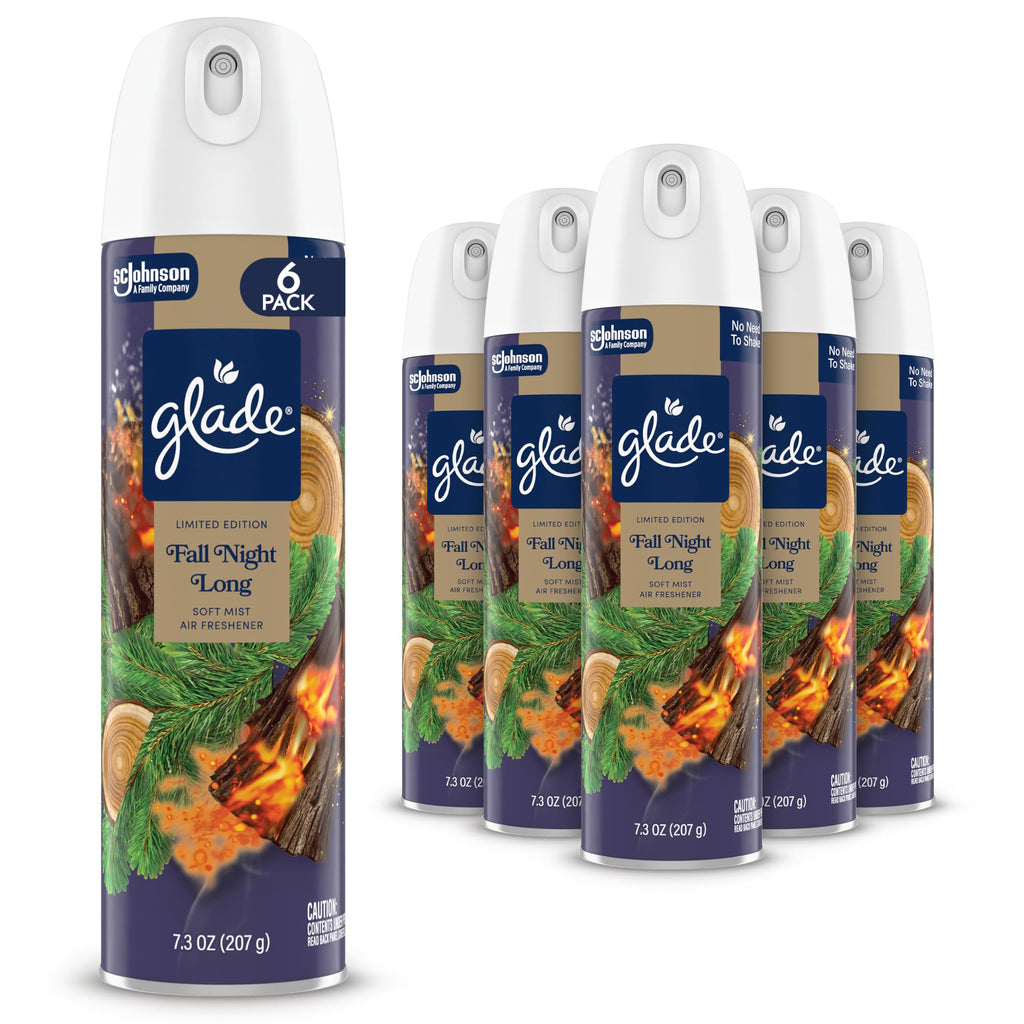 Glade Soft Mist Odor Fighting Aerosol Air Freshener, Twinkling Pine & Cedar, 7.3oz, 6 count