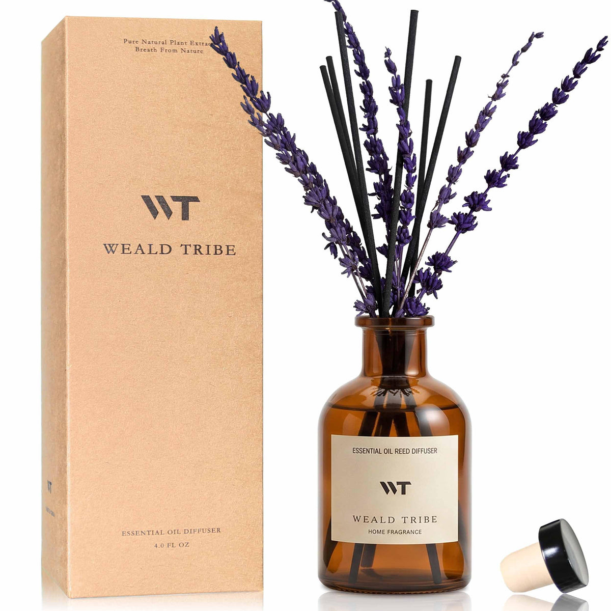 WEALD TRIBE Flower Reed Diffuser Set Vanilla Cinnamon Scent for Bathroom Air Fresheners | 4.0 fl oz Fragrance Oils with Sticks Home Fragrance Defusers | House Bedroom Office Shelf Decor & Gift